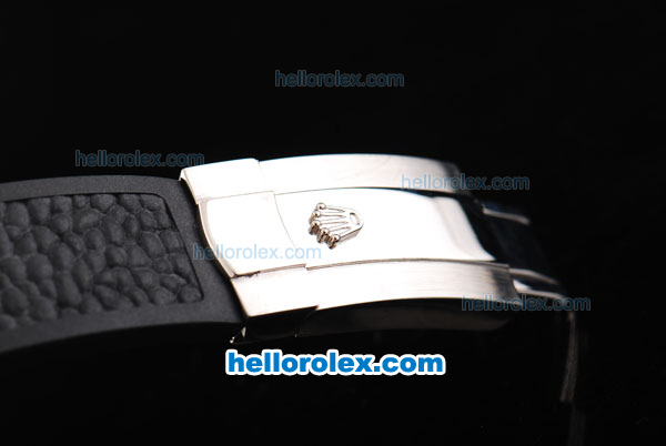 Rolex Datejust Automatic Movement ETA Case with Black Diamond Dial/Hour Marker and Black Diamond Bezel-Black Rubber Strap - Click Image to Close